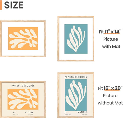 upsimples 11x14 Picture Frame Set of 5, Display Pictures 8x10 with Mat or 11x14 Without Mat, Wall Gallery Photo Frames, Black