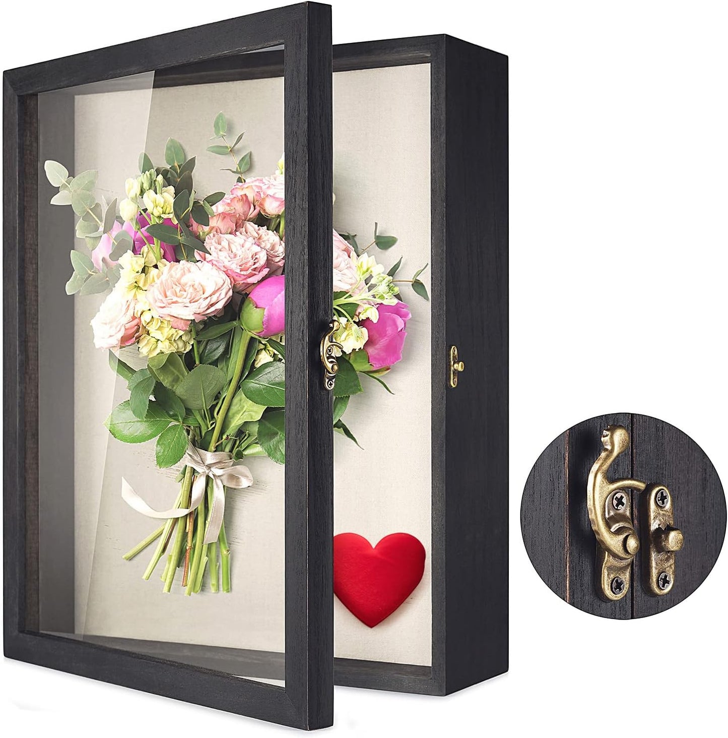 TJ.MOREE Shadow Box Frame 8 x 10 Shadowbox Display Case Picture Frame with Linen Back Memorabilia Bouquet Medals Military Photos Memory Box