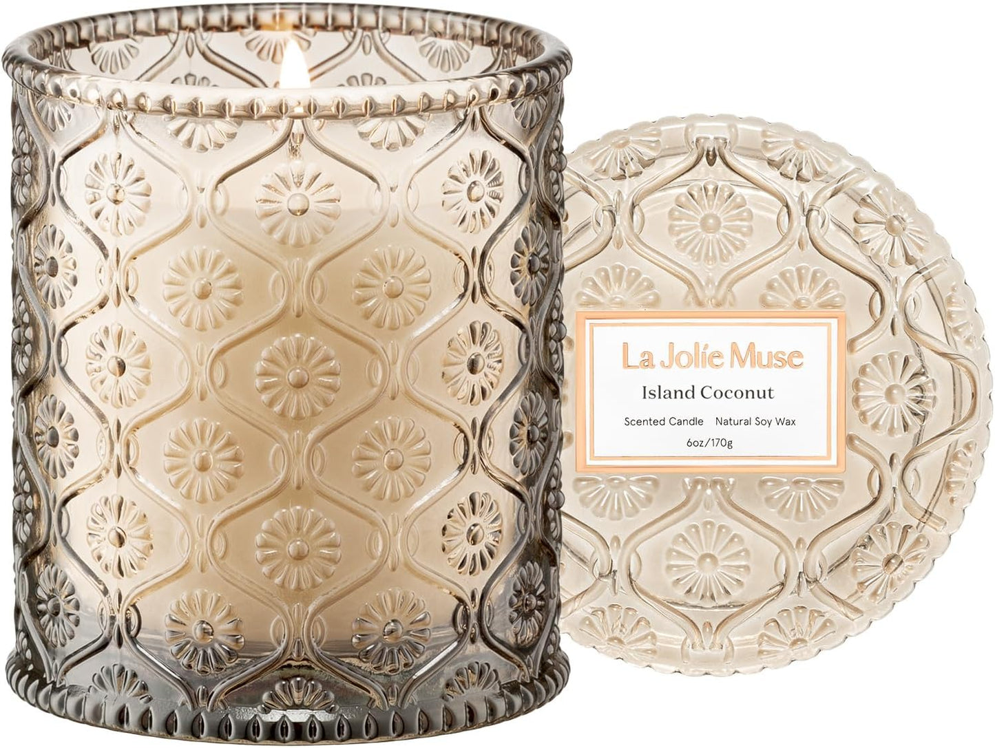 LA JOLIE MUSE Santal Rose Scented Candle – Saffron, Rose & Leather | 6 oz Natural Soy Wax | 40 Hours Clean Burn | Self Care Gifts for Women | Elegant Home Decor