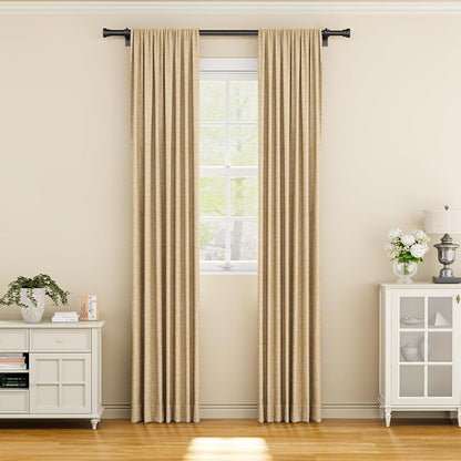 YaFex Curtain Rods 2 Pack 32-144 Inch, Heavy Duty 1 Inch Curtain Rod, Black Extra Long Adjustable Window Treatment Rods, Modern Design, Easy Installation