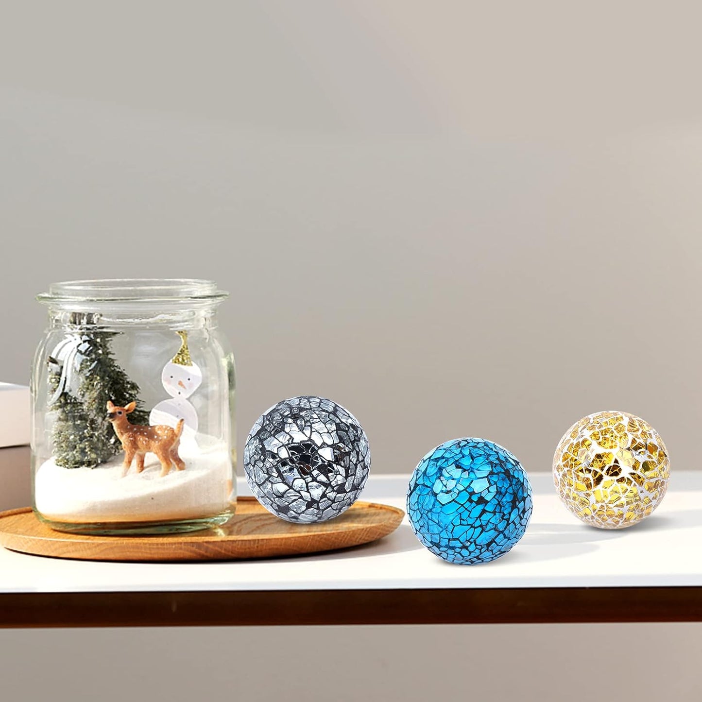 8 Pieces Mosaic Glass Orbs Balls Mosaic Sphere Glass Globe Decorative Orbs Centerpiece Balls Decorative Glass Balls for Bowls Vases Dining Table Centerpiece Decor