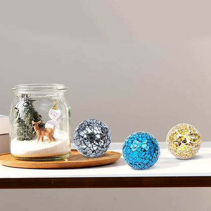 8 Pieces Mosaic Glass Orbs Balls Mosaic Sphere Glass Globe Decorative Orbs Centerpiece Balls Decorative Glass Balls for Bowls Vases Dining Table Centerpiece Decor