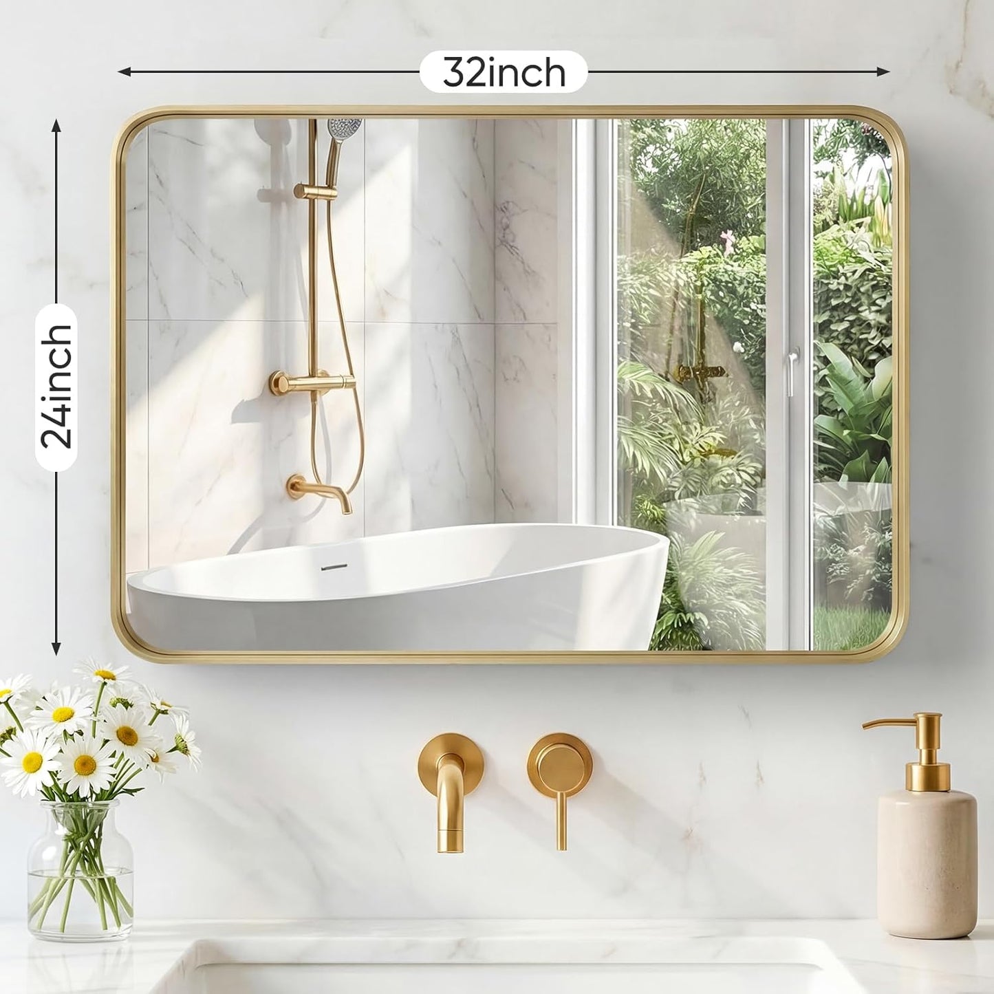 NEWBULIG Gold Round Wall Mirror 36 Inch, Bathroom Mirrors for Over Sink, Wall Decor for Bathroom, Entryway, Bedroom, Vanity