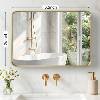 NEWBULIG Gold Round Wall Mirror 36 Inch, Bathroom Mirrors for Over Sink, Wall Decor for Bathroom, Entryway, Bedroom, Vanity