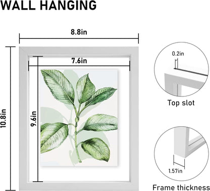 CORE ART 8x10 Floating Picture Frame,Double Plexglass Floating Frame for 5x7,4x6 Pictures,Wall or Tabletop Display,Black