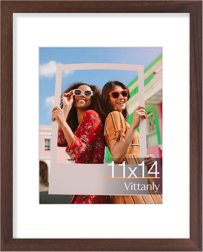Vittanly 11x14 Picture Frame, Display Pictures 8x10 with Mat or 11x14 without Mat, Photo Frame for Wall Mounting, Black, 1 Pack - Colors B