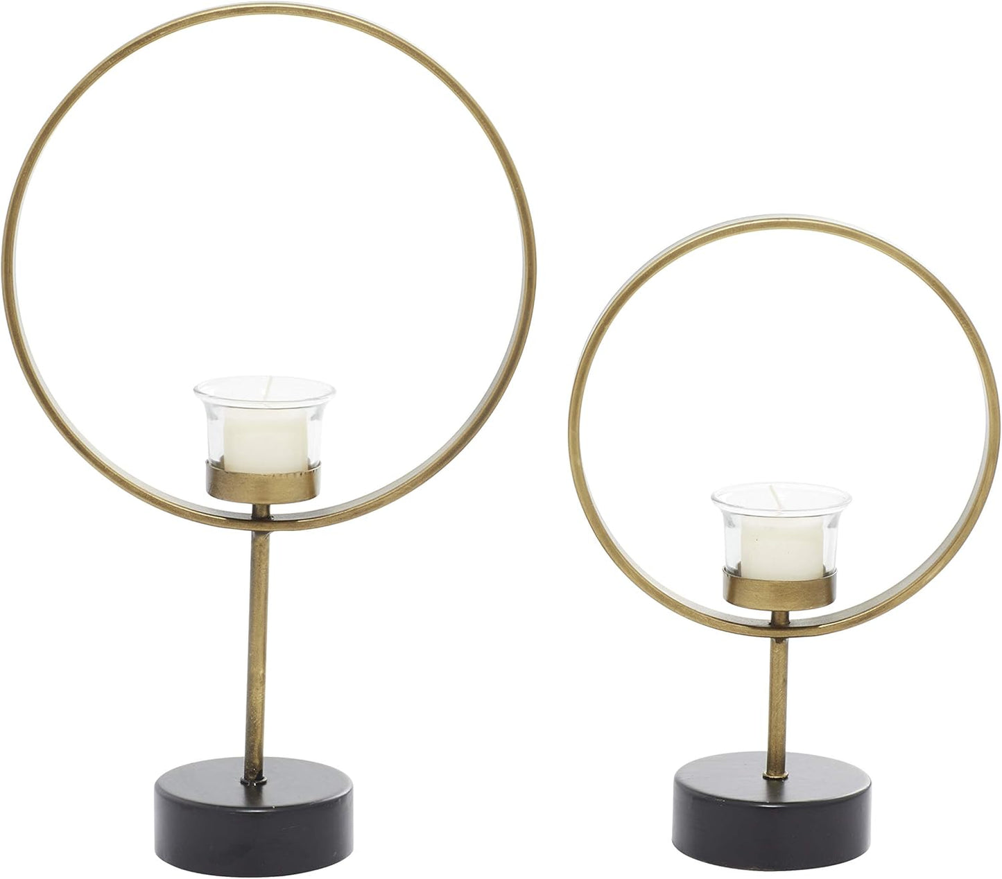 Deco 79 Metal Abstract Decorative Candle Holder Mushroom Inspired Candle Stand, Set of 2 Candlestick Holder 11", 14"H, Gold