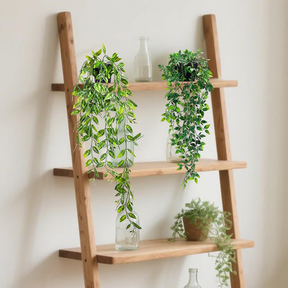Clearain 1pcs Fake Hanging Plants, Artificial Small Potted Plants, Mini Faux Succulent Plant for Indoor Outdoor Aesthetic Office Living Room Shelf Home Decor (Eucalyptus leaves-1pcs)