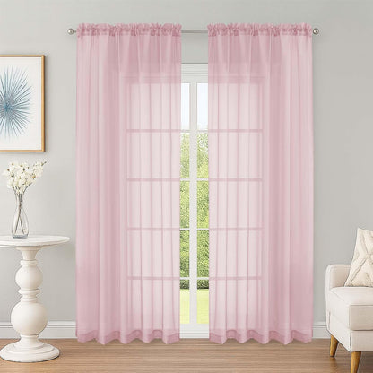 OWENIE Sheer Curtains 84 inches Long 2 Panels Set for Living Room/Bedroom, Rod Pocket Voile Sheer Panel Drapes, White, 2pcs, Each 42" W x 84" L - Colors A