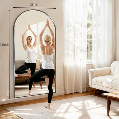 57" x 20" Arched Full Length Mirror - Wall Mounted/Floor Mirror Aluminum Alloy Frame Full Body Mirrors for Bathroom Living Room Bedroom and Entryway,Black