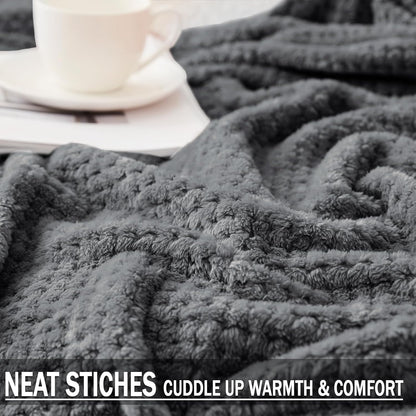 Exclusivo Mezcla Fleece Throw Blanket Extra Large, Super Soft and Warm Blankets for Couch, Sofa and Bed Waffle Textured, Cozy, Fuzzy and Lightweight (Slate Blue, 50x70 Inches)