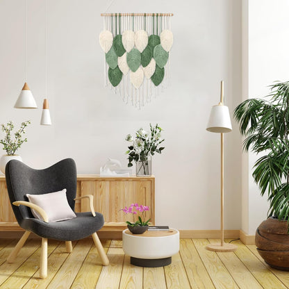 Weldomcor Large Macrame Wall Hanging Boho Home Decor, Handmade Bohemian Woven Leaves Macrame Tapestry Modern Aesthetic Chic Wall Art Decorations for Bedroom Living Room Nursery Office 39" W x 29.5" L