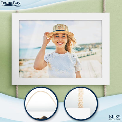 Icona Bay - 4x6 Wall Hanging Picture Frames Collage with 8 Openings - Distressed White, 2 Pack - Casual Style Engineered Wood Frames - Wall Mount Only - Bliss Collection