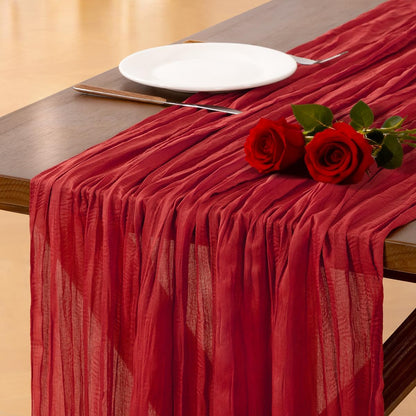 Socomi 3pcs Sage Green Cheesecloth Table Runner Summer Boho Rustic Gauze 120 inch 10FT Cheese Cloth Sheer Runner for Wedding Party Baby Shower Home Decor Holiday Decorations