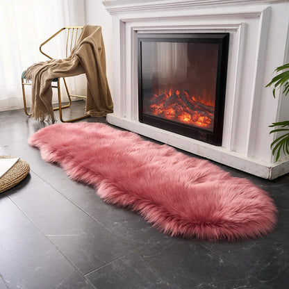 EasyJoy Ultra Soft Fluffy/Fuzzy Shaggy Area Rug Faux Fur Chair Cover Seat Pad for Bedroom Floor Sofa Living Room (2 x 6 ft Sheepskin, Beige)