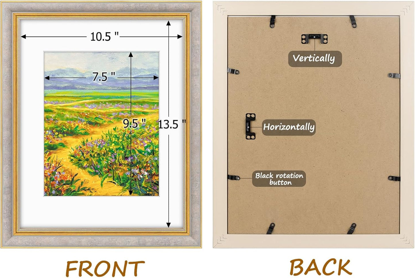 Golden State Art,11x14 Ornate Picture Frame for 8x10 Photo with Mat or 11 x 14 Prints without Mat,Real Glass Wall Display(Color:Green Gold)