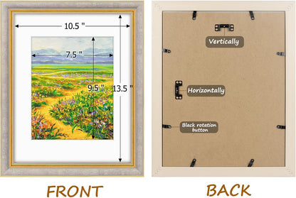 Golden State Art,11x14 Ornate Picture Frame for 8x10 Photo with Mat or 11 x 14 Prints without Mat,Real Glass Wall Display(Color:Green Gold)