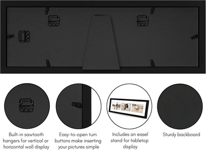Americanflat 4x6 Collage Picture Frame with Shatter-Resistant Glass - Fits Five 4x6 Photos or Use as One 11x14 Picture Frame - Signature Collection - Collage Frames for Wall Display - Black