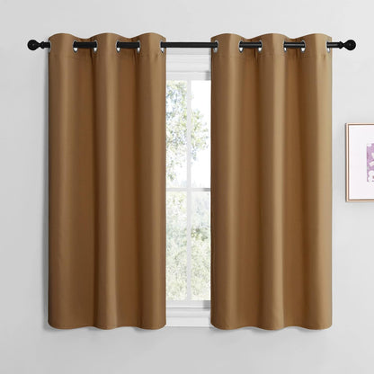 NICETOWN Halloween Pitch Black Solid Thermal Insulated Grommet Blackout Curtains/Drapes for Bedroom Window (2 Panels, 42 inches Wide by 63 inches Long, Black) - Colors A