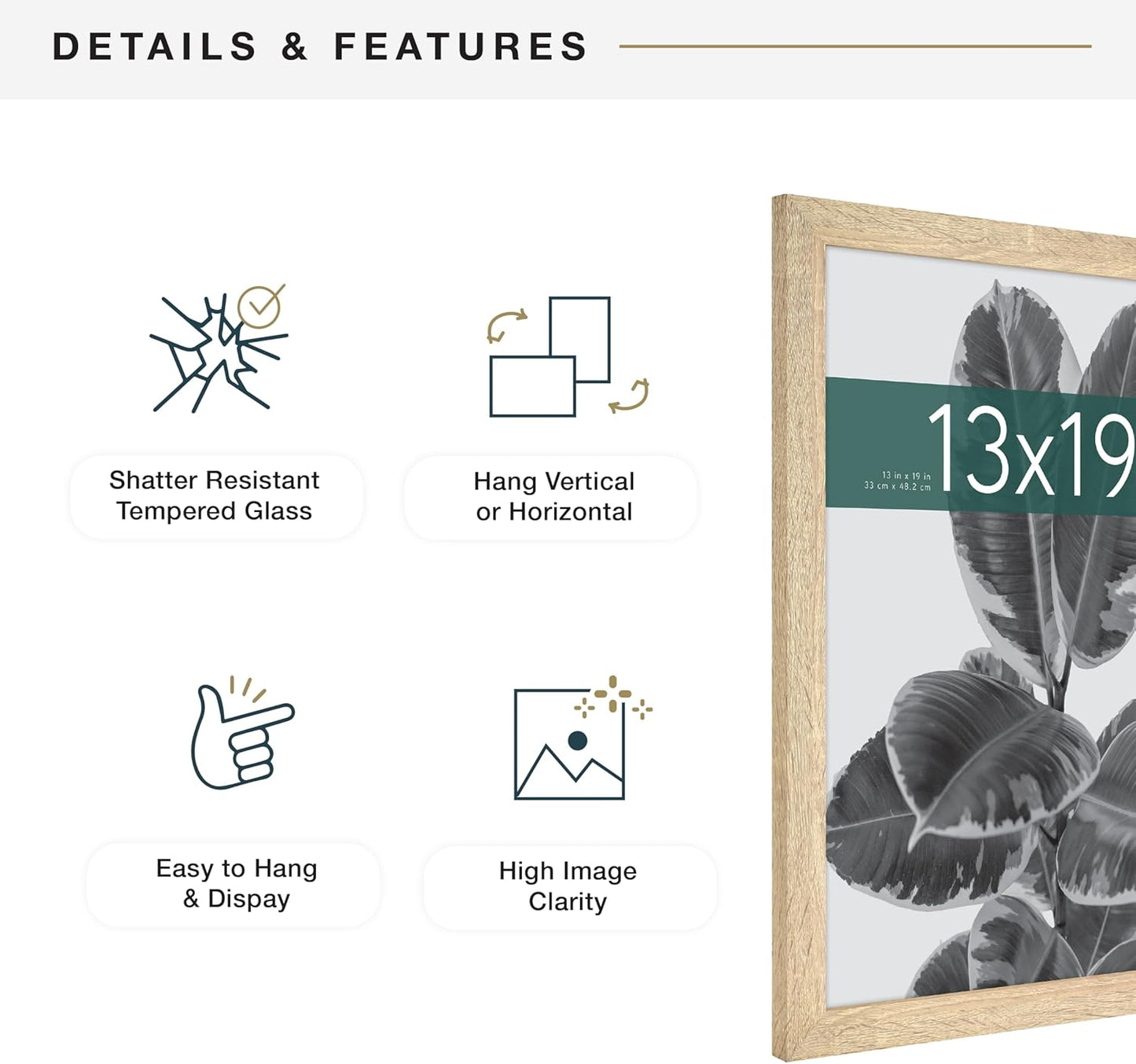 MCS Studio Gallery 16x24 Poster Frame Black Woodgrain Engineered Wood, Vertical & Horizontal Wall Hanging Large Picture Frame for Photos, Posters & Art Prints (1-Pack)