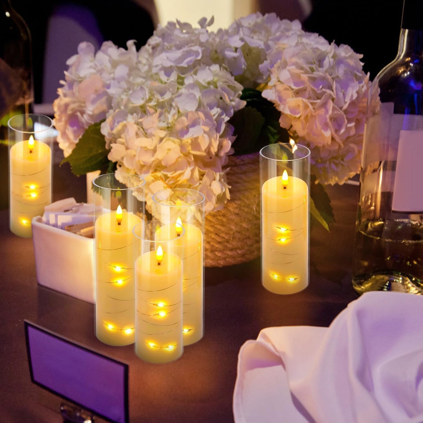 48- Pack of 3 Sizes of LED Flameless Candles.This Candle is Suitable for café, Fancy Restaurant, Bookstore and Other Scenes to Create a Relaxing and Romantic Atmosphere.