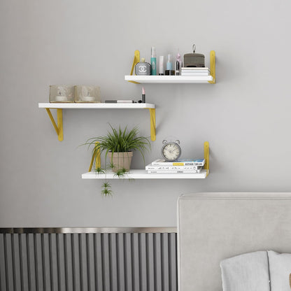 YGEOMER Floating Shelves for Wall, Different Sizes Dark Carbonized Brown Wall Shelves for Living Room, Bathroom, Bedroom, Kitchen, Home Decor (Set of 4)