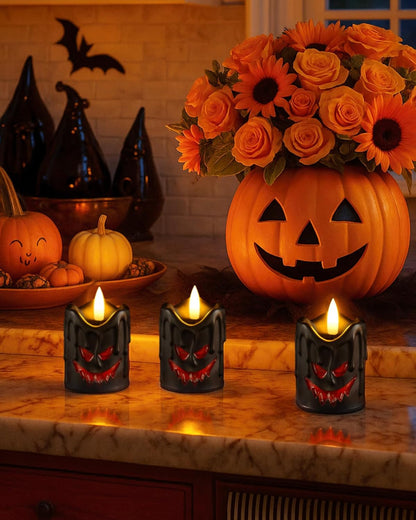 Homemory Flameless Votive Candles with Timer, 2" x 2" Real Wax, 400+Hour Realistic Black Wick Battery Operated Candles, Set of 6 for Wedding, Party and Holiday Decoration (Battery Included)
