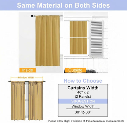 Simplebrand Ava Sage Green Blackout Curtains for Bedroom 63 Inch Length 2 Panels Set, Solid Thermal Insulated Energy Saving Rod Pocket Window Treatment Curtains Blackout Drapes, W40 x L63 Inch, Sage - Colors C