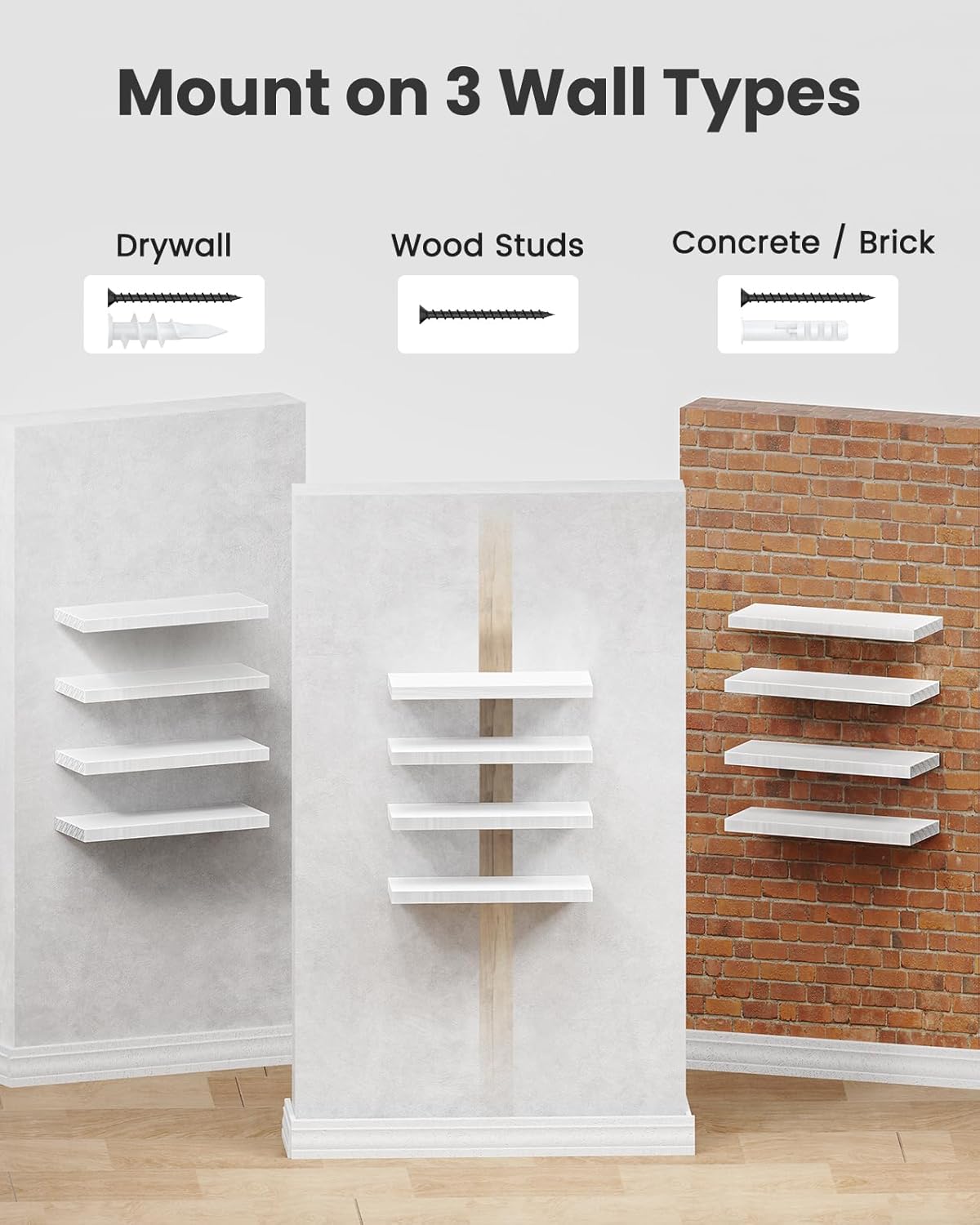 Amada Homefurnishing Floating Shelves, Paulownia Wood Wall Shelves for Living Room/Bedroom/Kitchen/Home Office, Wood Floating Shelf for Home Storage & Organization, Set of 4, 15.75″L x 5.91″W x 0.98″H