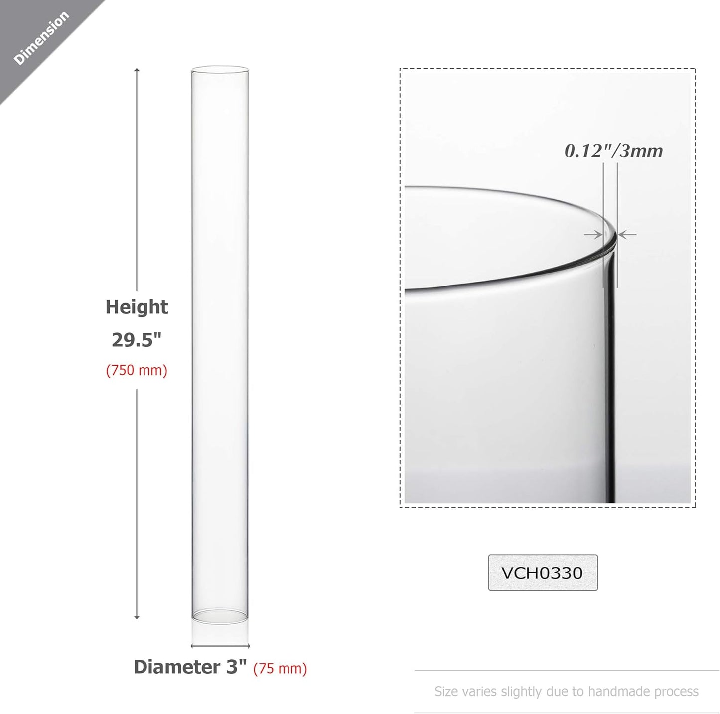 WGVI Hurricane Candle Holder Sleeve, Wide 4", Height 8", Clear Glass Cylinder Candleholder, Chimney Tube, Open Ended Candle Shade, 1 Piece - Colors A