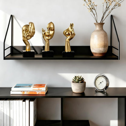 3 Pcs Thinker Statue,Modern Home Resin Sculptures,Collectible Figurines for Home Office Bookshelf Desktop Decor(Black)