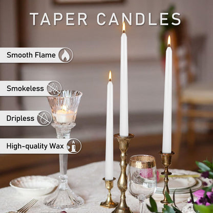 30-Pack 10-Color Taper Candles - 10 Inch Dripless & 10-Hour Burn｜Wedding/Birthday/Home Decor with Premium Wax