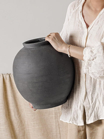 Large White Ceramic Vase - 9.8 Inch Rustic Farmhouse Flower Vase for Home Decor, Minimalist Tall Vases for Living Room, Table, Bathroom, Holiday & Weddings (Sandstone White)