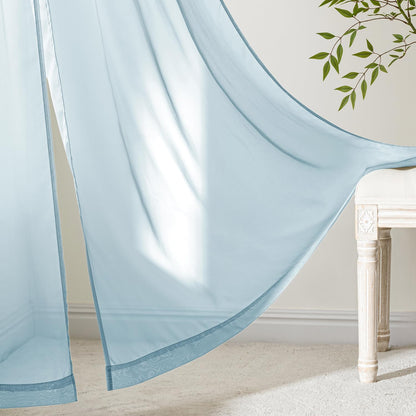 MIULEE White Sheer Curtains 84 Inches Long, 4 Panels Set, Light Filtering Rod Pocket Voile Drapes for Living Room and Bedroom, Airy Soft Fabric Window Treatments, 42 x 84 Inches