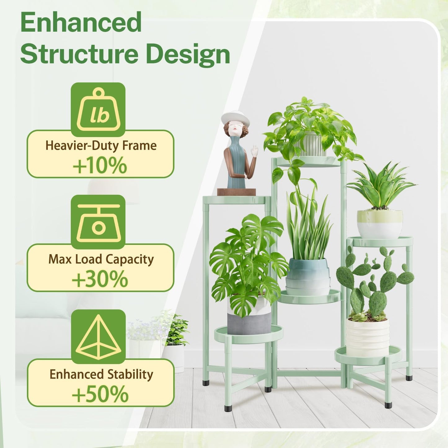 iDavosic.ly Plant Stand Indoor Outdoor, 5 Tier Corner Metal Flower Display Holder Shelf, Folding Tall Orchid Rack for Patio Balcony Porch Garden Living Room House, Black