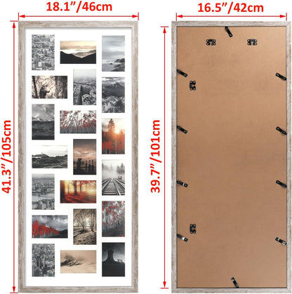 QUTREY 20 Opening 4x6 Collage Picture Frame Set of 2, 18.1x41.3 inches Black Multiple Frames Display 4 by 6 inch Photos with Mat for Wall Hanging