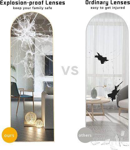 Mirror Full Length, 71"x26" Arched Full Length Mirror, Arch Mirror with Stand, Large Standing Mirrors, Oversized Full Body Mirrors with Aluminum Frame for Bedroom, Living Room (White)