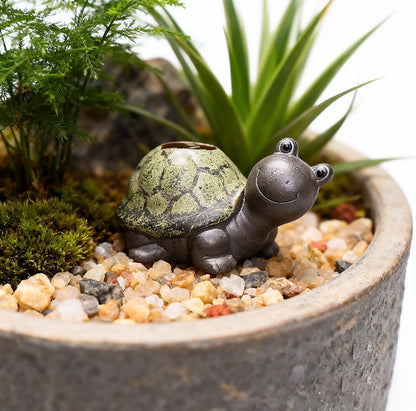 Cute Ceramic Garden Figurines Statue Set of 3 Turtle,Snail, Squirrel, Sculptures Ornaments for Home Office Desk Table Bookshelf Decor and Gifts