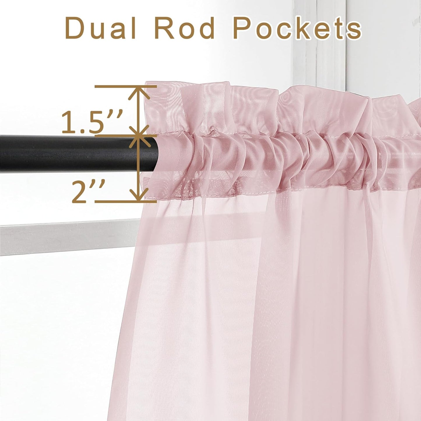 Chyhomenyc Sheer White Valances for Windows 2 Pack, Small Window Curtains for Living Room Bathroom Cafe Laundry Basement, Modern Top Dual Rod Pocket Voile Curtain, 42W x 14L inches, White - Colors C