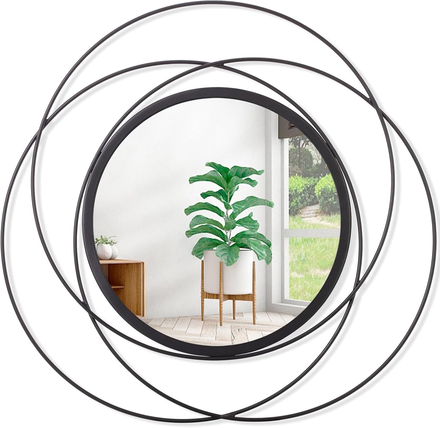 Gold Sunburst Mirrors for Wall Decorative Metal Round Art Mirrors Large Wall Decor Hanging Mirror for Bathroom Bedroom Living Room Vanity Entryway 16"