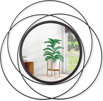 Gold Sunburst Mirrors for Wall Decorative Metal Round Art Mirrors Large Wall Decor Hanging Mirror for Bathroom Bedroom Living Room Vanity Entryway 16"