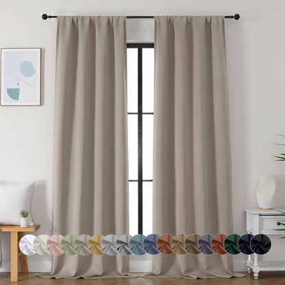Simplebrand Ava Sage Green Blackout Curtains for Bedroom 63 Inch Length 2 Panels Set, Solid Thermal Insulated Energy Saving Rod Pocket Window Treatment Curtains Blackout Drapes, W40 x L63 Inch, Sage - Colors C