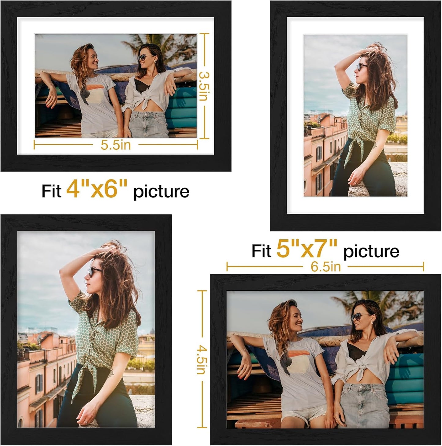 Vittanly 11x14 Picture Frame, Display Pictures 8x10 with Mat or 11x14 without Mat, Photo Frame for Wall Mounting, Black, 1 Pack - Colors A