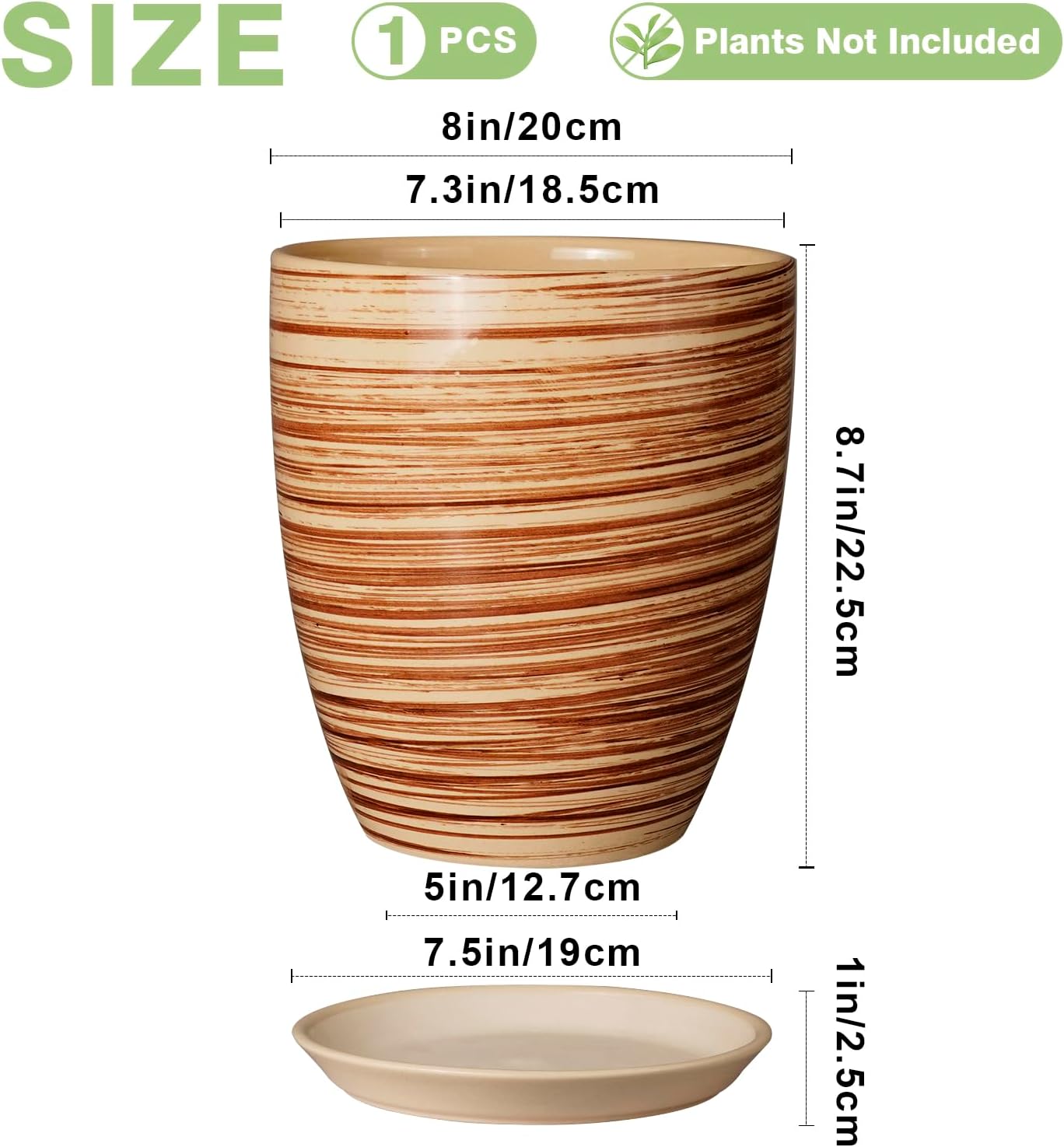 Ceramic Pots for Plants - 6 Inch Plant Pot with Drainage Hole and Saucer, Round Planters for Indoor Outdoor, Flower Pots, Modern Planter, Home Office Room Decor, Gifts for Plant Lovers, White