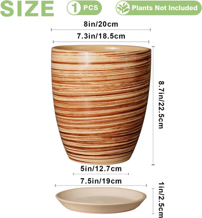 Ceramic Pots for Plants - 6 Inch Plant Pot with Drainage Hole and Saucer, Round Planters for Indoor Outdoor, Flower Pots, Modern Planter, Home Office Room Decor, Gifts for Plant Lovers, White