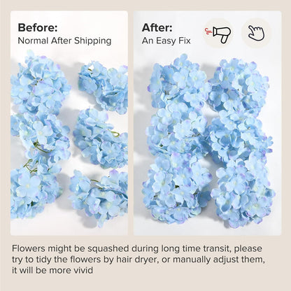 Auihiay 64 PCS Artificial Hydrangea Flowers, Silk Hydrangea Full Flowers Heads with Stems for Wedding Centerpieces, Home, Garden, Baby Shower, Party Decoration (Ivory)