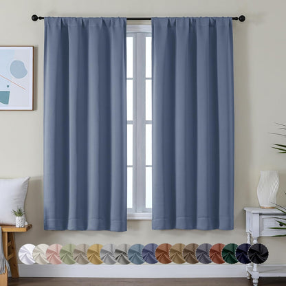 Simplebrand Ava Sage Green Blackout Curtains for Bedroom 63 Inch Length 2 Panels Set, Solid Thermal Insulated Energy Saving Rod Pocket Window Treatment Curtains Blackout Drapes, W40 x L63 Inch, Sage - Colors C