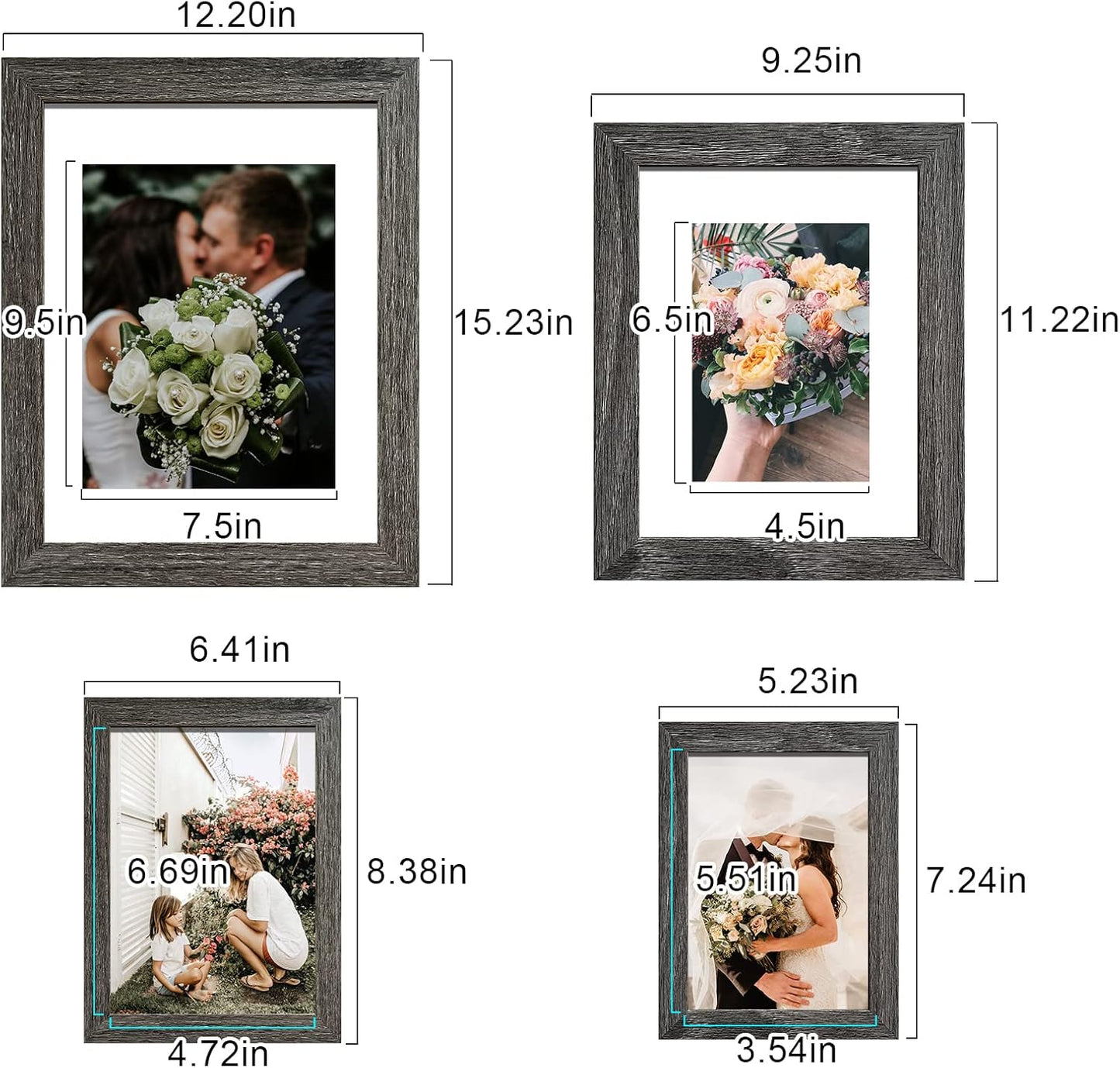 SESEAT Picture Frames Collage, Gallery Wall Frame Set with 11x14 8x10 5x7 4x6 Frames in 3 Different Finishes, Set of 10