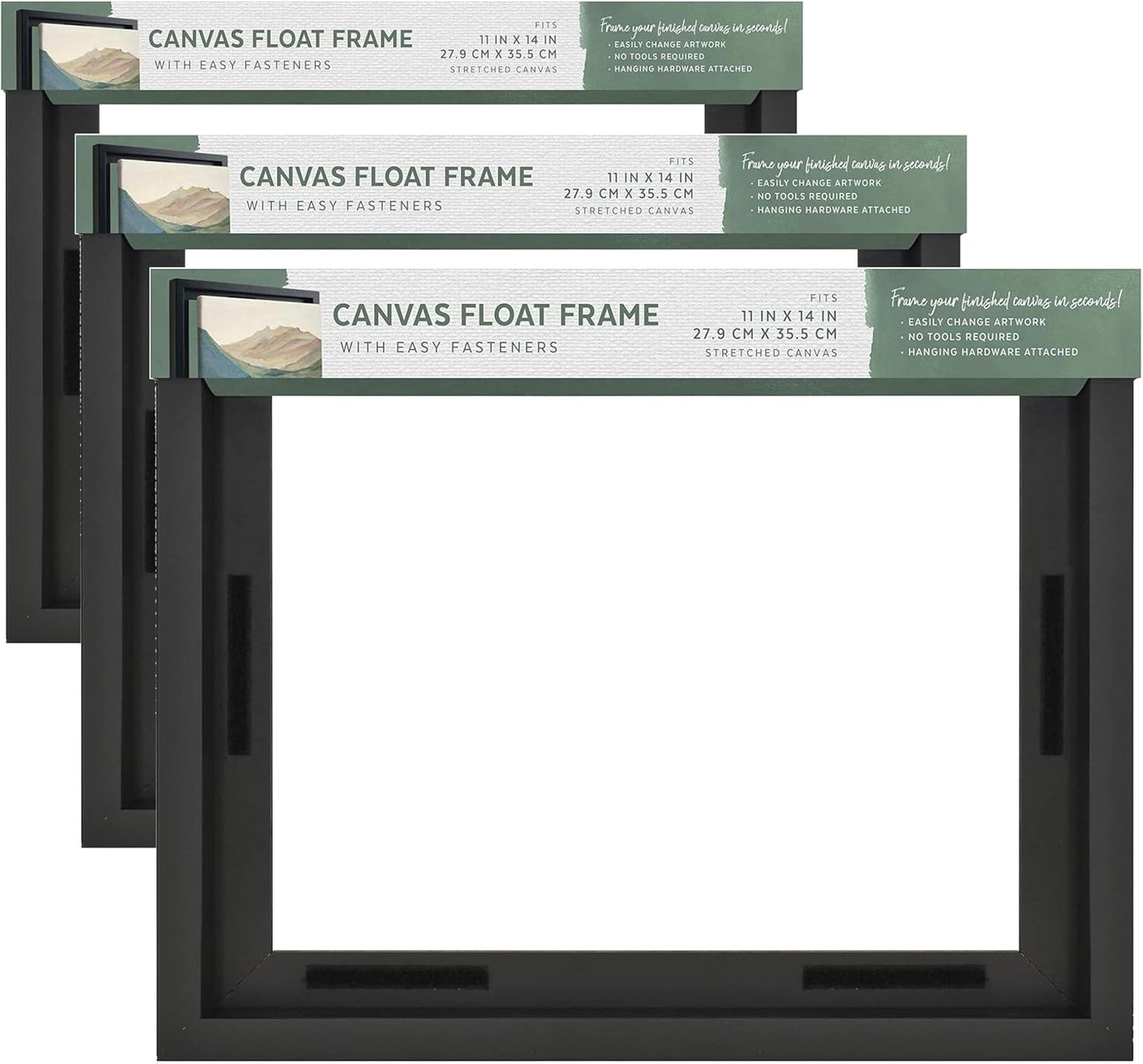 MCS Canvas Float Frames 8x10 Frame, Black Frame for Finished Canvases, Vertical & Horizontal Wall Hanging Frame with Adhesive for Canvas Paintings (1-Pack)
