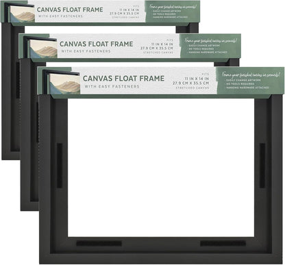 MCS Canvas Float Frames 8x10 Frame, Black Frame for Finished Canvases, Vertical & Horizontal Wall Hanging Frame with Adhesive for Canvas Paintings (1-Pack)
